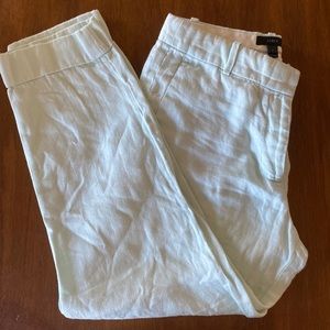 Light blue cropped linen trousers